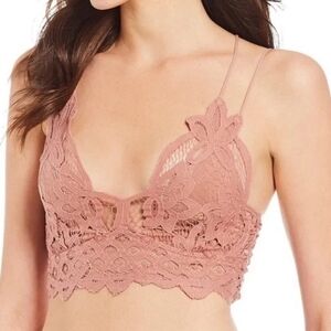 Free People Adella Bralette Top Rose Pink XS